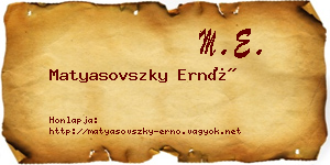 Matyasovszky Ernő névjegykártya